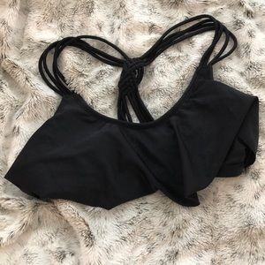 Padded Black Ruffled Razor Back Bathing Suit Top